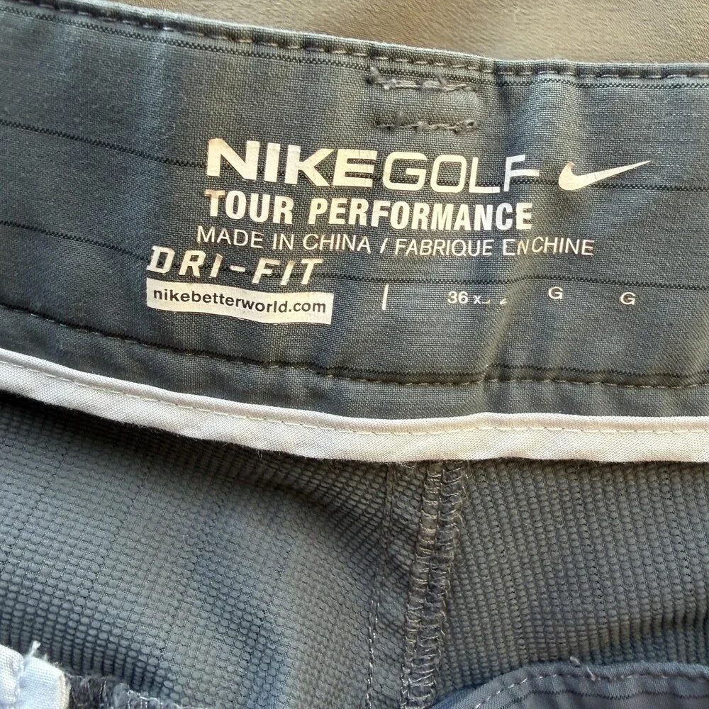 Nike Golf Dri-FIT Pants Mens 36x32 Gray Pinstripe Performance Khakis Stretch